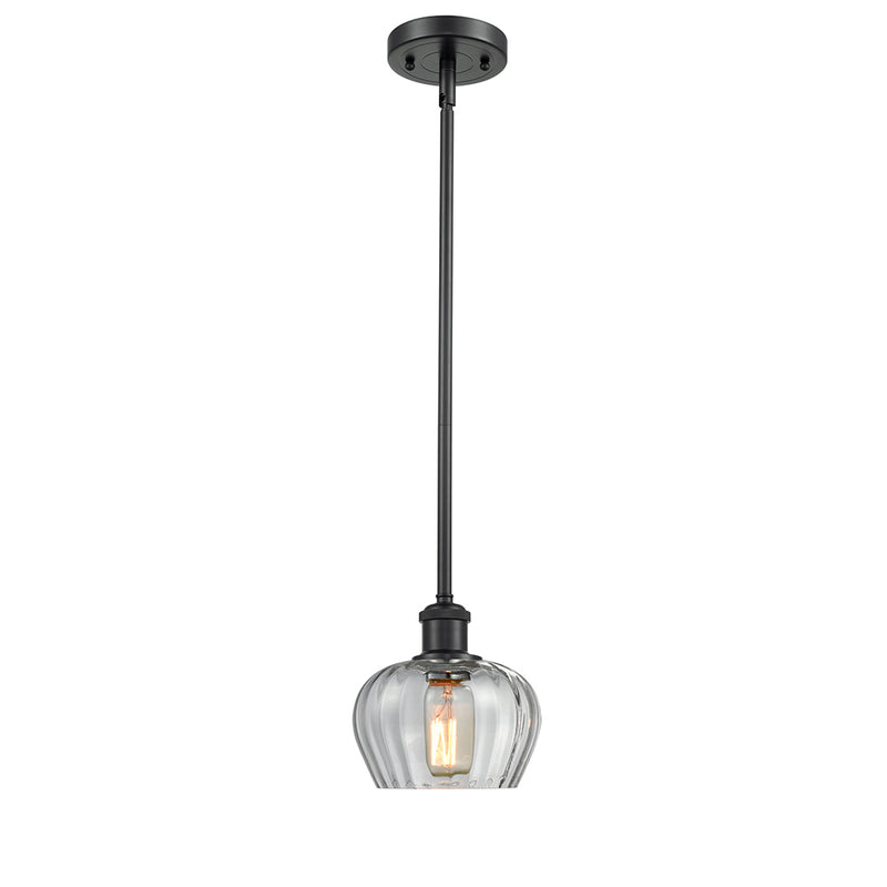 Fenton Mini Pendant shown in the Matte Black finish with a Clear shade