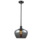 Fenton Mini Pendant shown in the Matte Black finish with a Plated Smoke shade