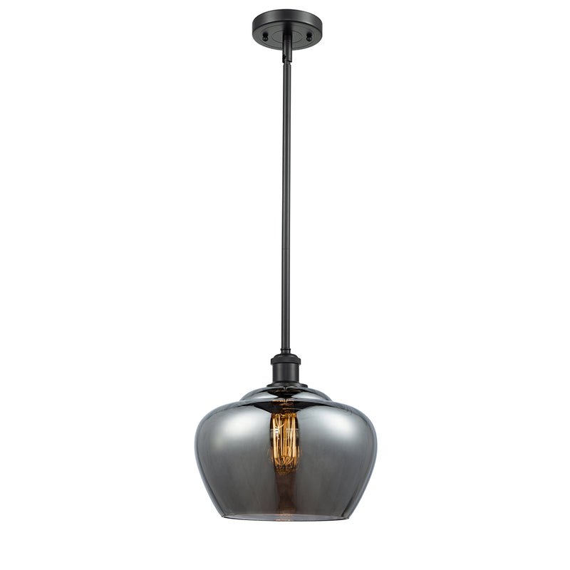 Fenton Mini Pendant shown in the Matte Black finish with a Plated Smoke shade