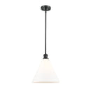 Ballston Cone Mini Pendant shown in the Matte Black finish with a Matte White shade