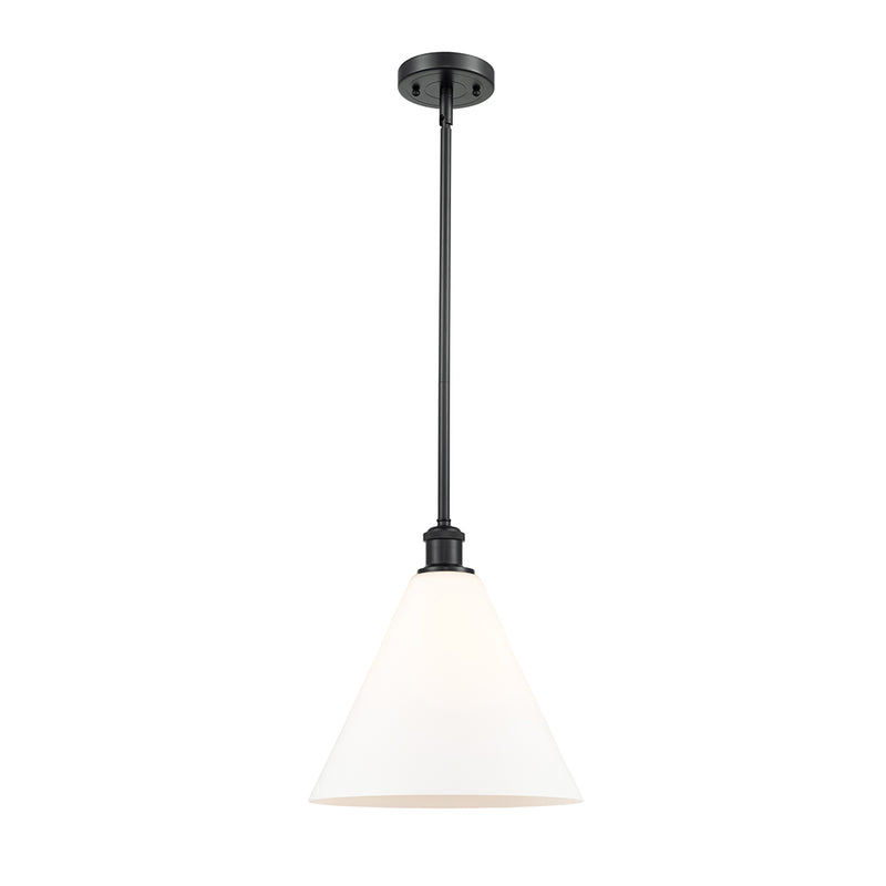 Ballston Cone Mini Pendant shown in the Matte Black finish with a Matte White shade