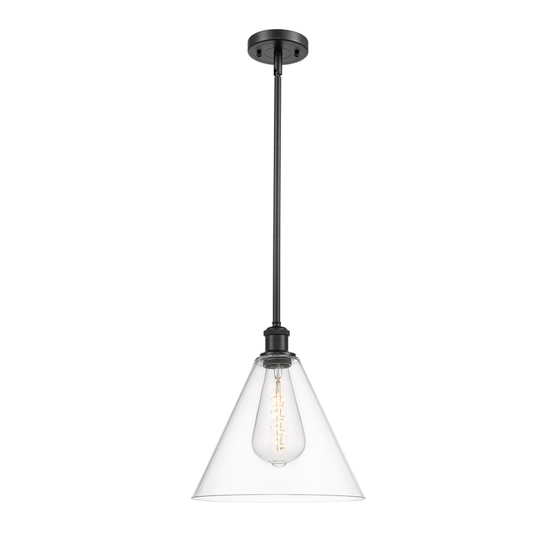 Ballston Cone Mini Pendant shown in the Matte Black finish with a Clear shade