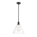 Ballston Cone Mini Pendant shown in the Matte Black finish with a Clear shade