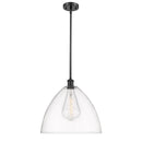 Ballston Dome Pendant shown in the Matte Black finish with a Clear shade