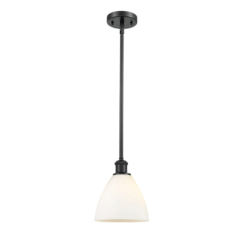 Ballston Dome Mini Pendant shown in the Matte Black finish with a Matte White shade