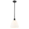 Ballston Dome Mini Pendant shown in the Matte Black finish with a Matte White shade