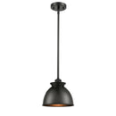 Adirondack Mini Pendant shown in the Matte Black finish with a Matte Black shade