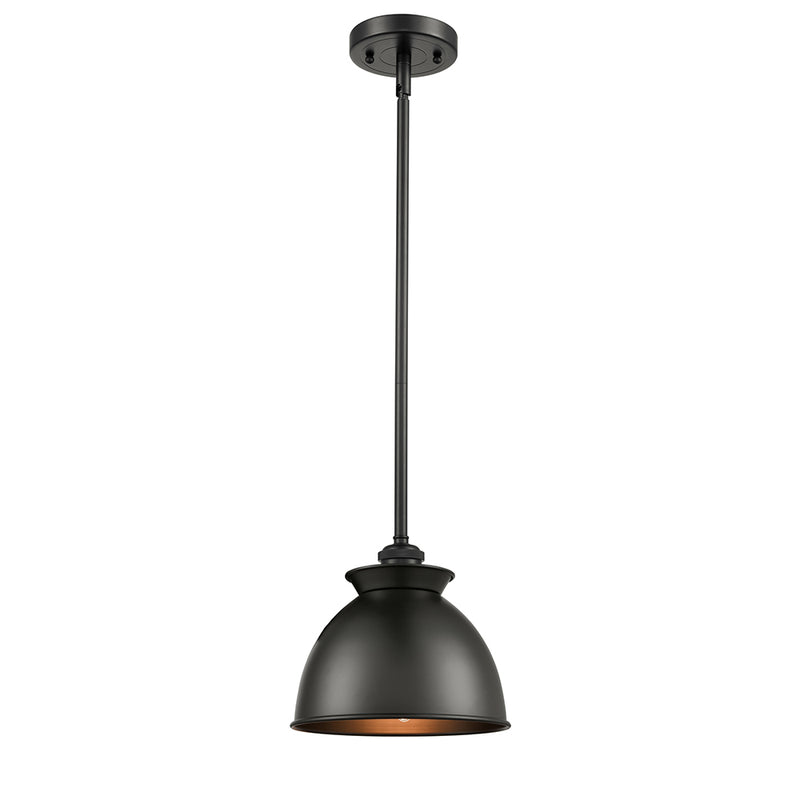 Adirondack Mini Pendant shown in the Matte Black finish with a Matte Black shade