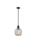 Belfast Mini Pendant shown in the Oil Rubbed Bronze finish with a Clear Crackle shade