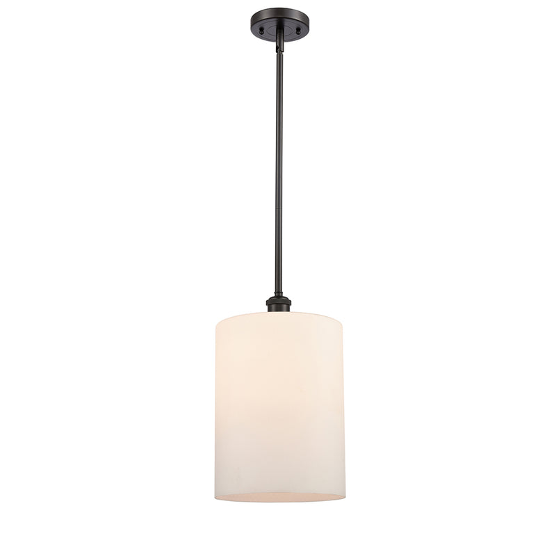 Cobbleskill Mini Pendant shown in the Oil Rubbed Bronze finish with a Matte White shade