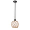 Farmhouse Rope Mini Pendant shown in the Oil Rubbed Bronze finish with a White Glass with Brown Rope shade