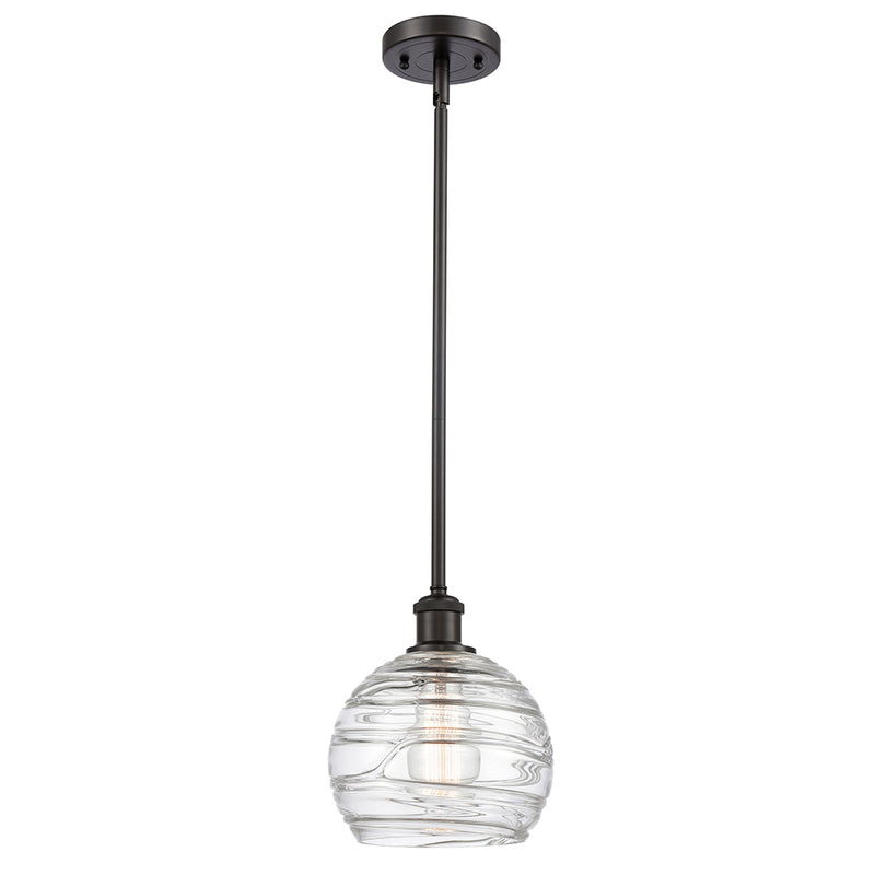 Deco Swirl Mini Pendant shown in the Oil Rubbed Bronze finish with a Clear shade