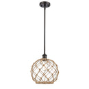 Farmhouse Rope Mini Pendant shown in the Oil Rubbed Bronze finish with a Clear Glass with Brown Rope shade