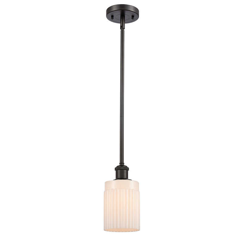 Hadley Mini Pendant shown in the Oil Rubbed Bronze finish with a Matte White shade