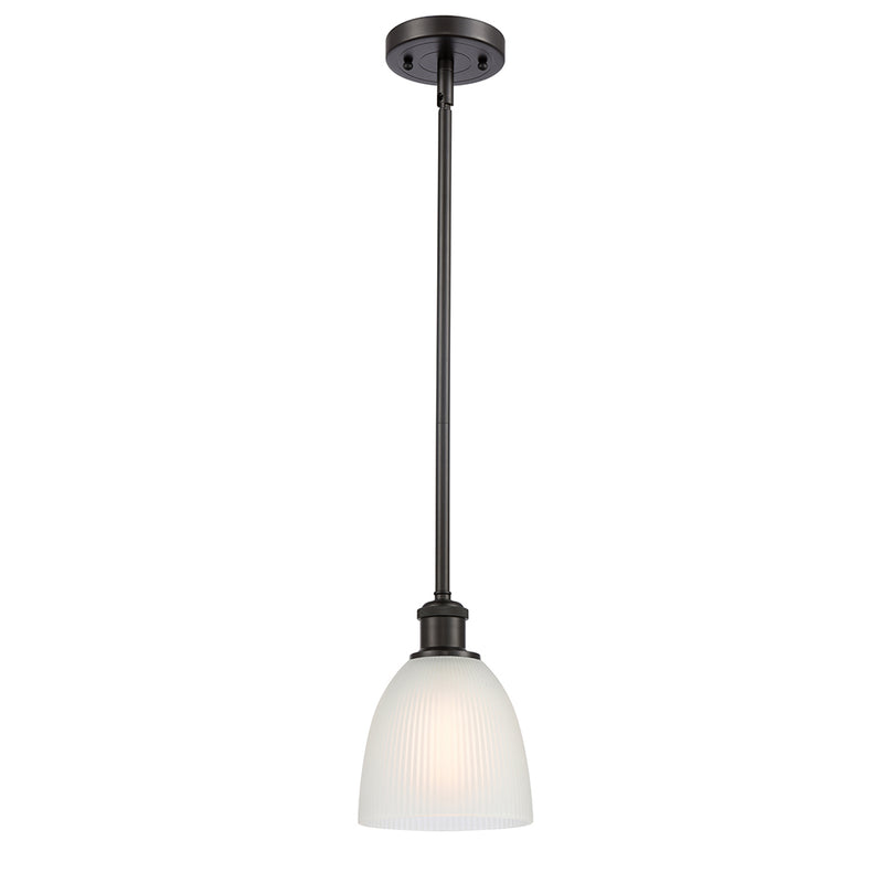 Castile Mini Pendant shown in the Oil Rubbed Bronze finish with a White shade