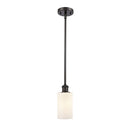 Clymer Mini Pendant shown in the Oil Rubbed Bronze finish with a Matte White shade