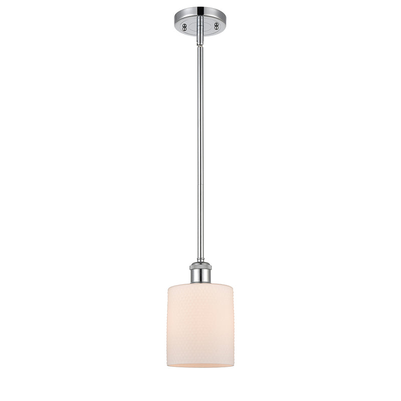 Cobbleskill Mini Pendant shown in the Polished Chrome finish with a Matte White shade