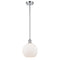 Athens Mini Pendant shown in the Polished Chrome finish with a Matte White shade