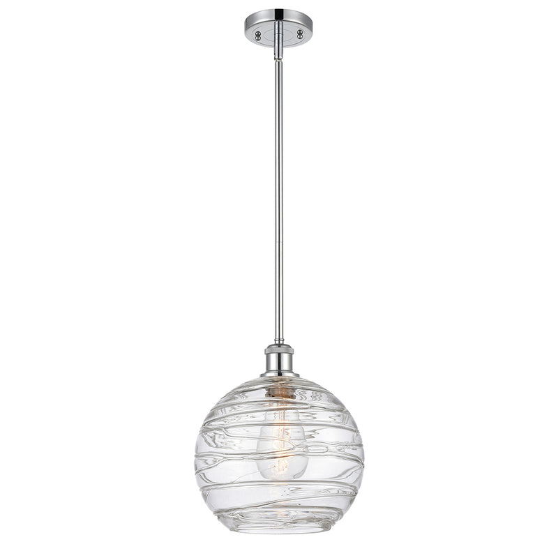 Deco Swirl Mini Pendant shown in the Polished Chrome finish with a Clear shade