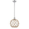 Farmhouse Rope Mini Pendant shown in the Polished Chrome finish with a Clear Glass with Brown Rope shade