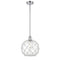 Farmhouse Rope Mini Pendant shown in the Polished Chrome finish with a Clear Glass with White Rope shade