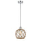 Farmhouse Rope Mini Pendant shown in the Polished Chrome finish with a Clear Glass with Brown Rope shade