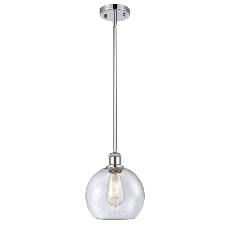 Athens Mini Pendant shown in the Polished Chrome finish with a Seedy shade