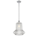 Springwater Mini Pendant shown in the Polished Chrome finish with a Clear Spiral Fluted shade