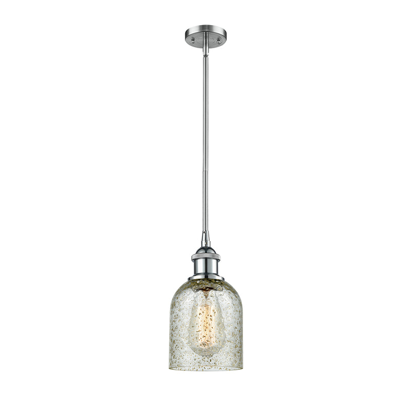 Caledonia Mini Pendant shown in the Polished Chrome finish with a Mica shade