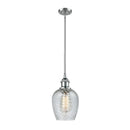 Salina Mini Pendant shown in the Polished Chrome finish with a Clear Spiral Fluted shade