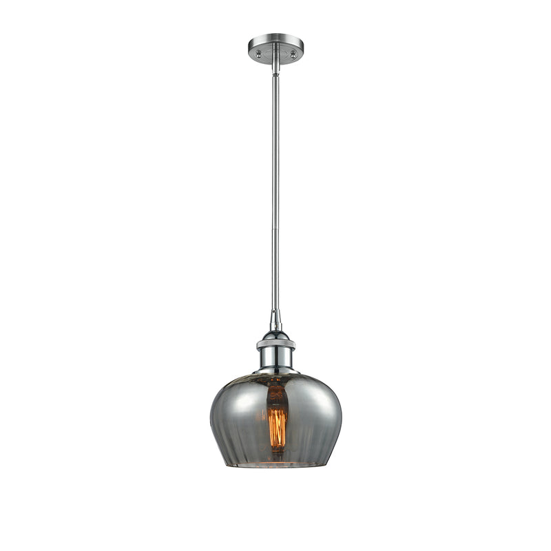 Fenton Mini Pendant shown in the Polished Chrome finish with a Plated Smoke shade