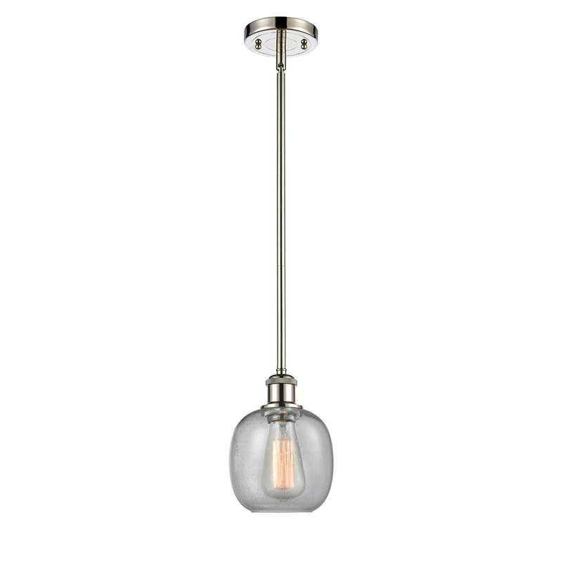 Belfast Mini Pendant shown in the Polished Nickel finish with a Seedy shade