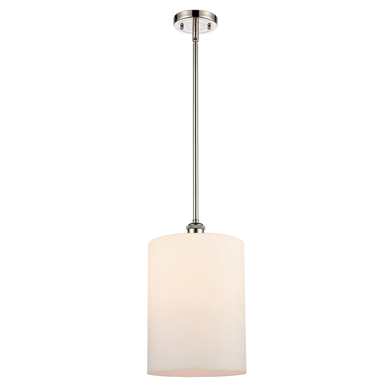 Cobbleskill Mini Pendant shown in the Polished Nickel finish with a Matte White shade