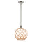 Farmhouse Rope Mini Pendant shown in the Polished Nickel finish with a White Glass with Brown Rope shade