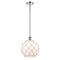 Farmhouse Rope Mini Pendant shown in the Polished Nickel finish with a White Glass with White Rope shade