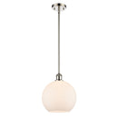 Athens Mini Pendant shown in the Polished Nickel finish with a Matte White shade