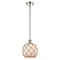 Farmhouse Rope Mini Pendant shown in the Polished Nickel finish with a White Glass with Brown Rope shade