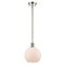 Athens Mini Pendant shown in the Polished Nickel finish with a Matte White shade