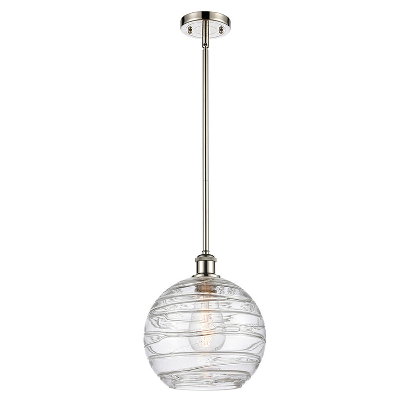 Deco Swirl Mini Pendant shown in the Polished Nickel finish with a Clear shade