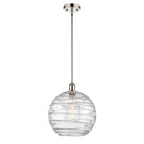 Deco Swirl Mini Pendant shown in the Polished Nickel finish with a Clear shade