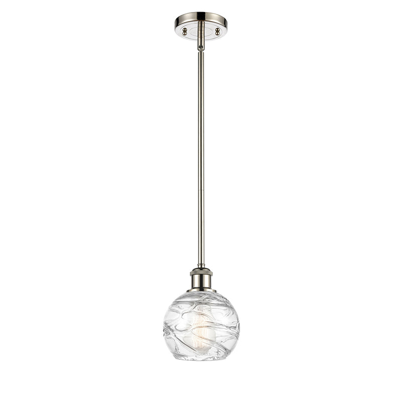 Deco Swirl Mini Pendant shown in the Polished Nickel finish with a Clear shade