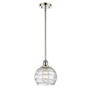 Deco Swirl Mini Pendant shown in the Polished Nickel finish with a Clear shade