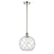 Farmhouse Rope Mini Pendant shown in the Polished Nickel finish with a Clear Glass with White Rope shade