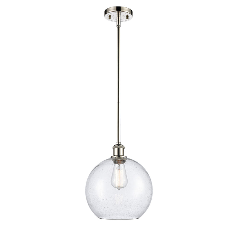 Athens Mini Pendant shown in the Polished Nickel finish with a Seedy shade