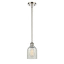 Caledonia Mini Pendant shown in the Polished Nickel finish with a Mouchette shade