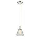 Conesus Mini Pendant shown in the Polished Nickel finish with a Clear Crackle shade