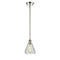 Conesus Mini Pendant shown in the Polished Nickel finish with a Clear Crackle shade