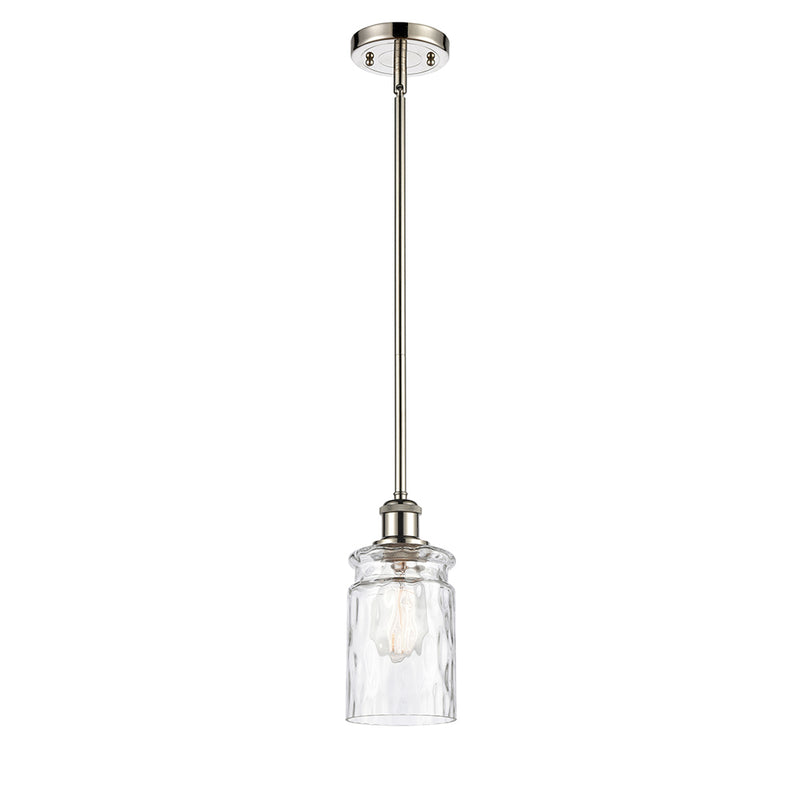 Candor Mini Pendant shown in the Polished Nickel finish with a Clear Waterglass shade