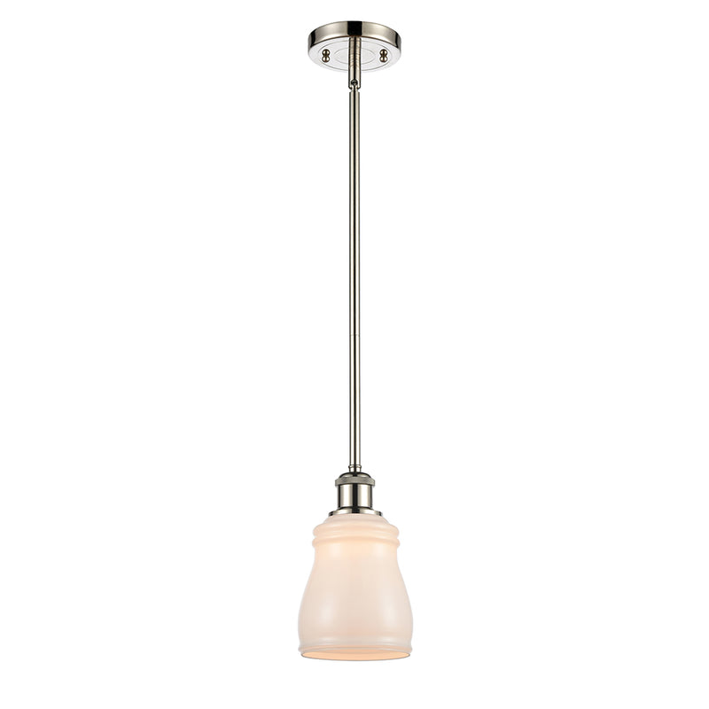 Ellery Mini Pendant shown in the Polished Nickel finish with a White shade