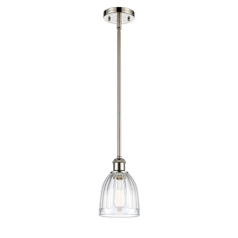 Brookfield Mini Pendant shown in the Polished Nickel finish with a Clear shade